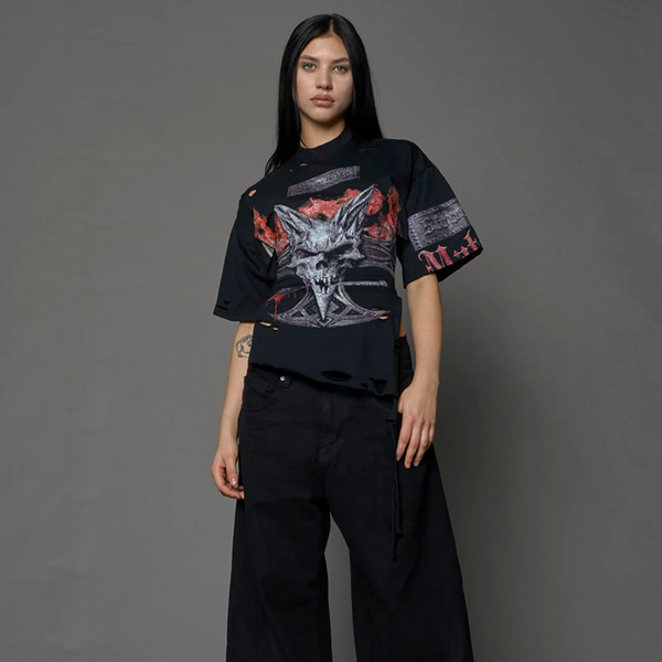 E se - ROCKSTAR CORSET JERSEY BLACK