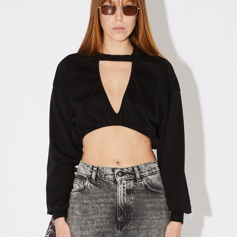 AMISH - W' TOP CROPPED JERSEY CUT-OUT