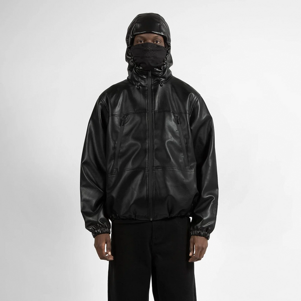 WASTED PARIS -  WINDBREAKER KINGDOM FAUX LEATHER BLACK