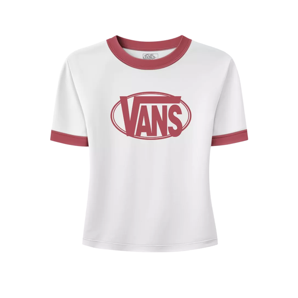 VANS - W CENTER CHEST RINGER TEE WHITE/RED