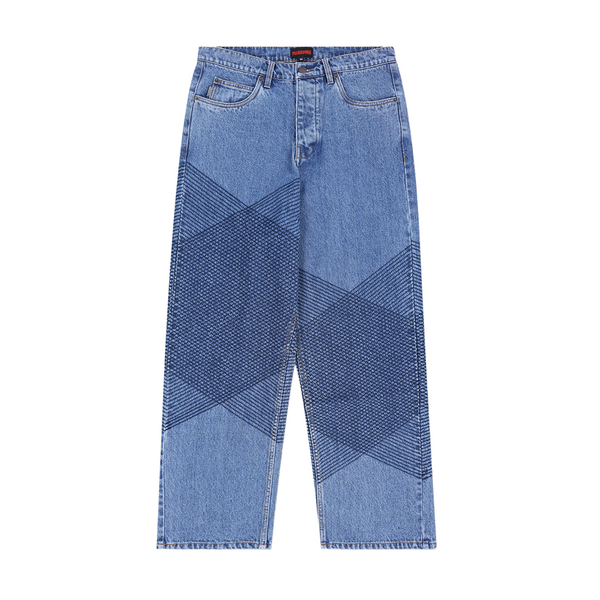 PLEASURES - GRID EMBROIDERED BAGGY JEANS