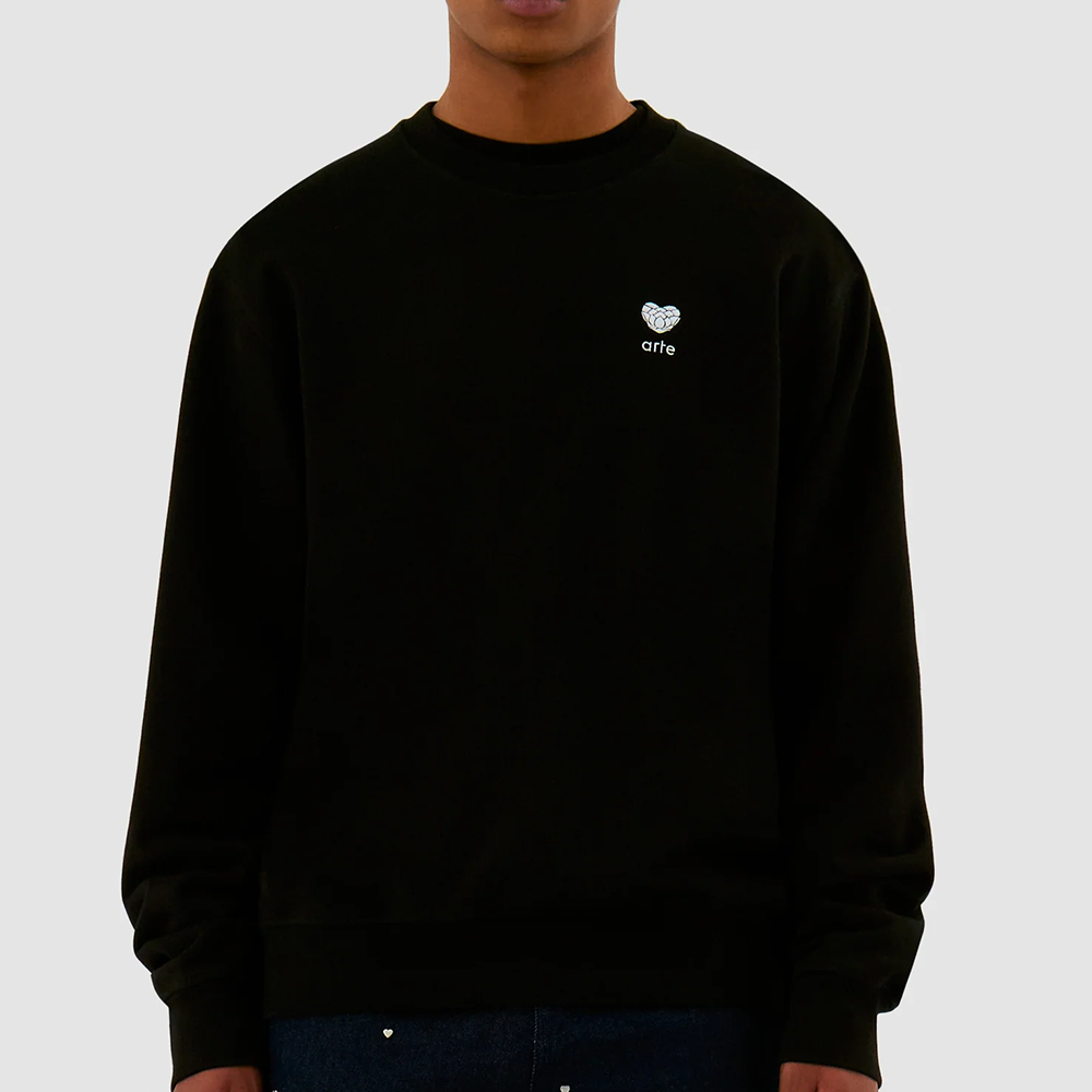 ARTE - HEART FLOWER CREWNECK BLACK