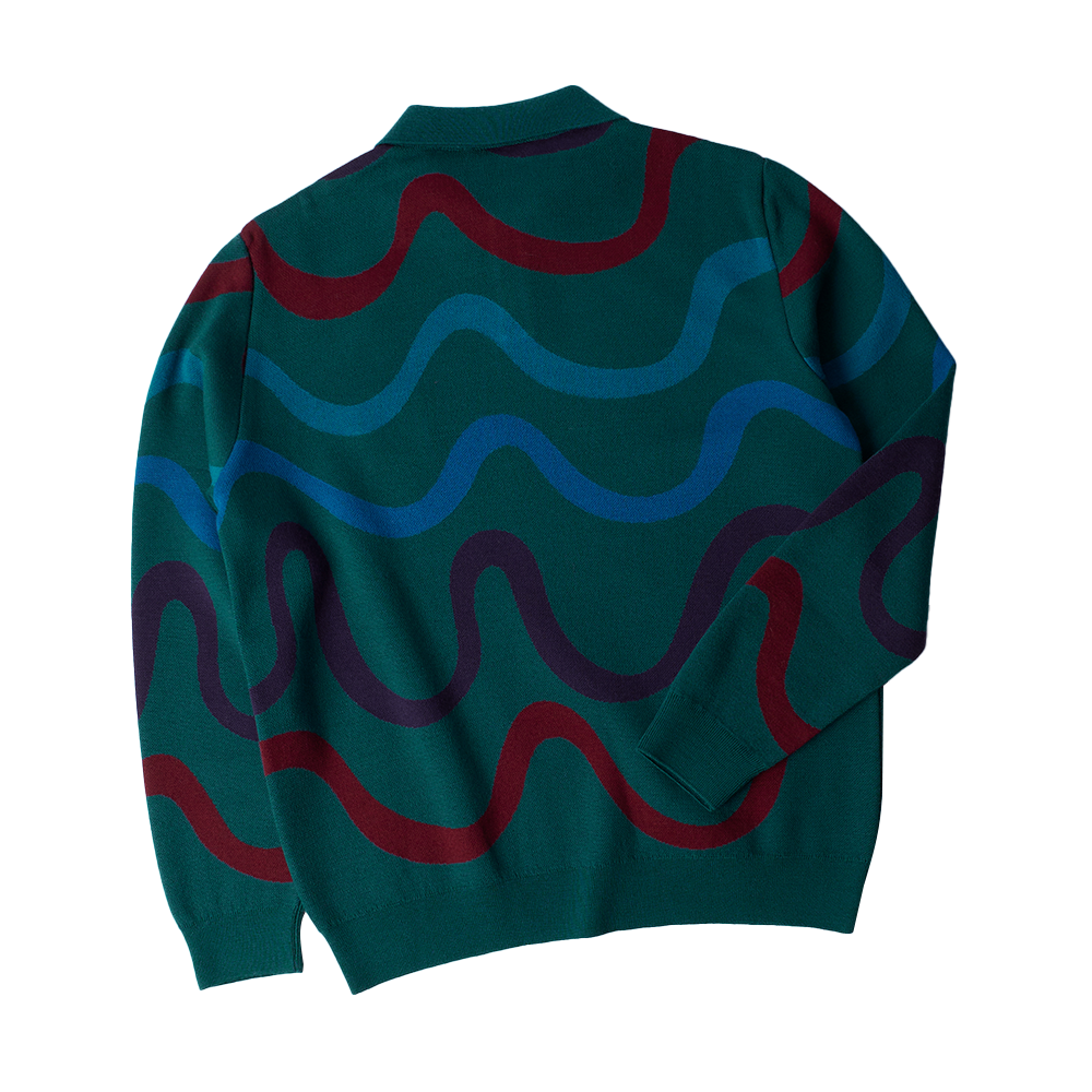 PARRA - SOUNDWAVE KNITTED PULLOVER GREEN