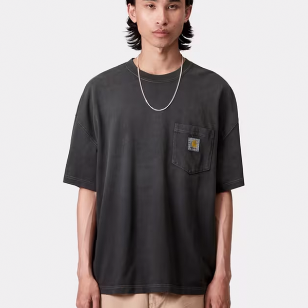 CARHARTT WIP - HUDSON POCKET T-SHIRT BLACK CHALK WASH