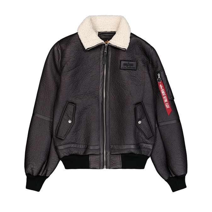 ALPHA INDUSTRIES - B-15-3 FAUX LEAHTER BOMBER BLACK