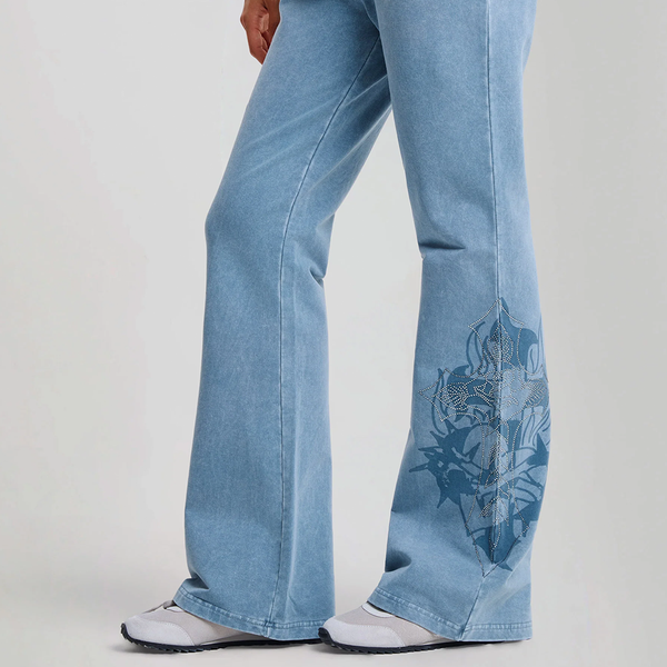 ED HARDY - CROSS AND THORNS WASHED FLARED JOGGERS