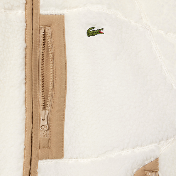 LACOSTE - COLOR BLOCK FLEECE ZIP-UP JACKET WHITE