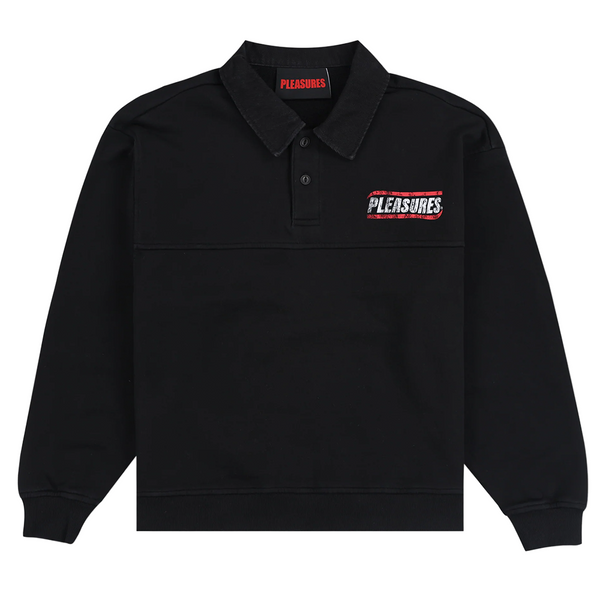 PLEASURES - GENTLE POLO SWEATSHIRT BLACK