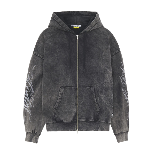 IUTER - TRIBAL MARBLE ZIP HOODIE BLACK