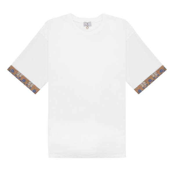 WOODEN STORE - T-SHIRT FLOWERS WHITE/BROWN