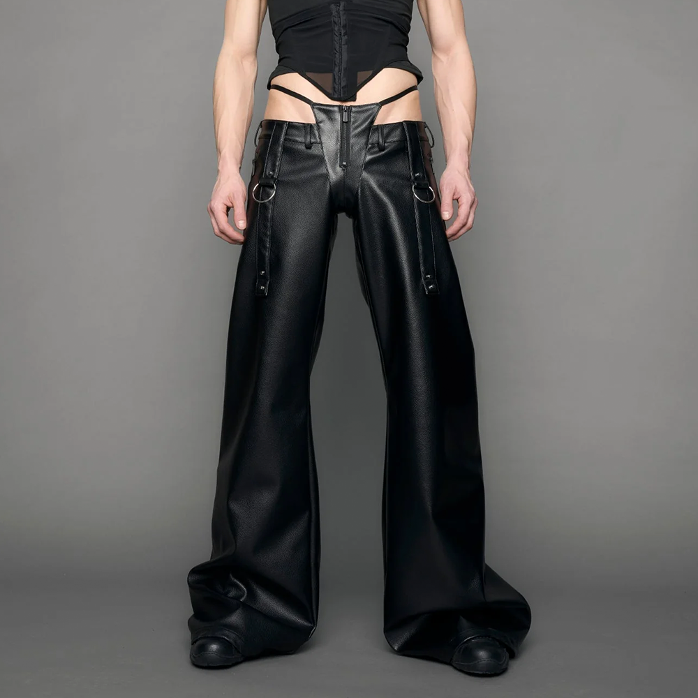 NAMILIA - BELTED THONG PANTS BLACK