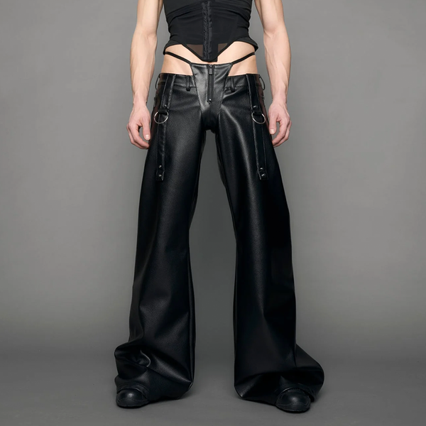 NAMILIA - BELTED THONG PANTS BLACK