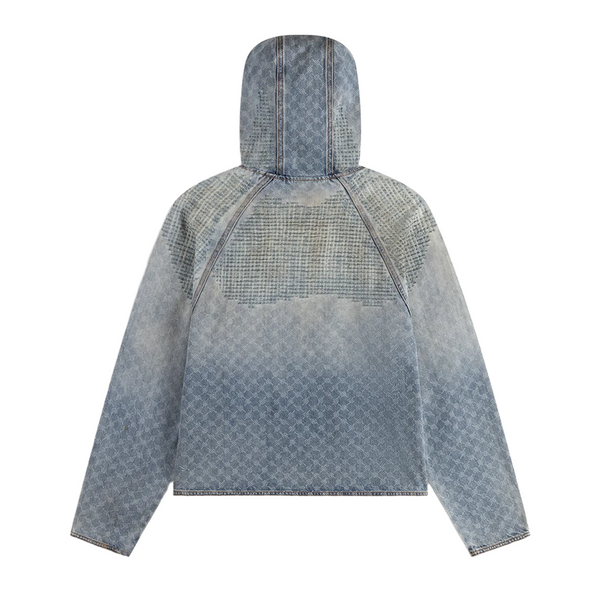 DAILY PAPER - BLUE DESTROYED DENIM HOODIE BLUE