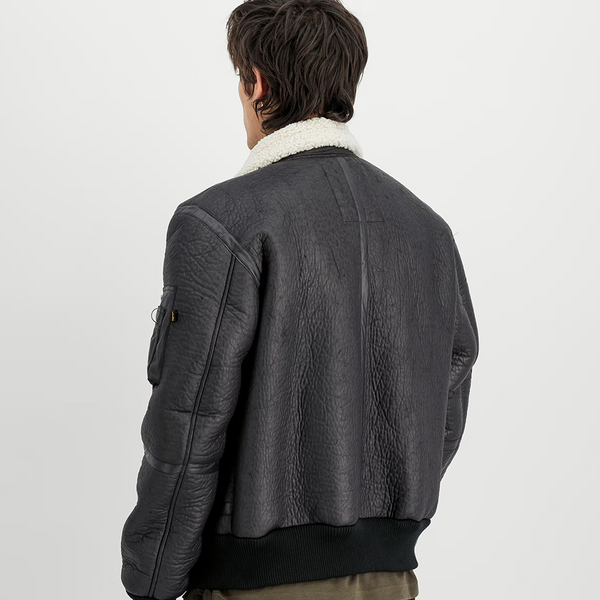 ALPHA INDUSTRIES - B-15-3 FAUX LEAHTER BOMBER BLACK
