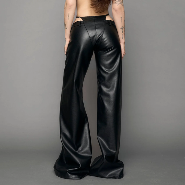 NAMILIA - BELTED THONG PANTS BLACK