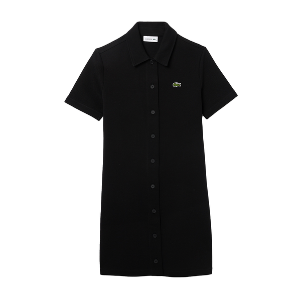 LACOSTE -  W' POLO DRESS BLACK