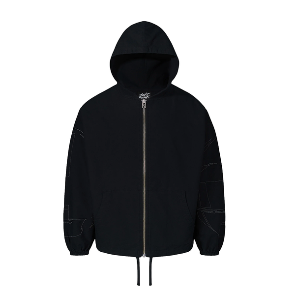 PLEASURES - DIGITAL ZIP PONCHO HOODIE BLACK