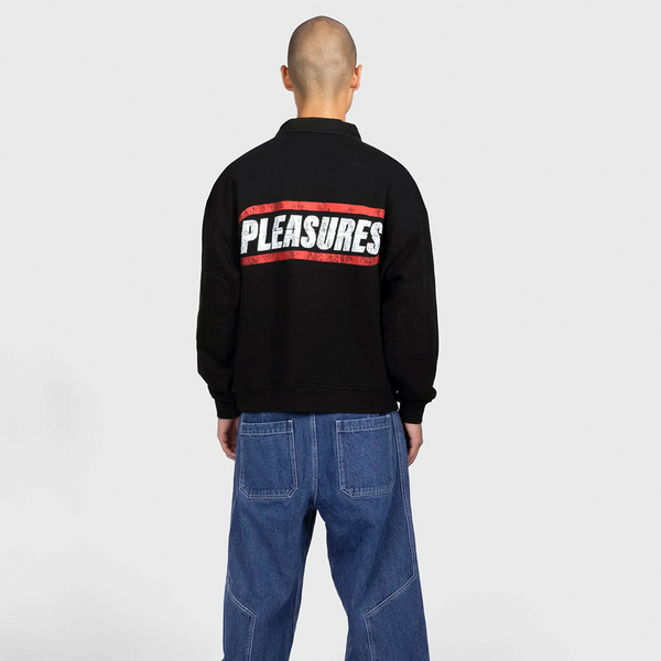 PLEASURES - GENTLE POLO SWEATSHIRT BLACK