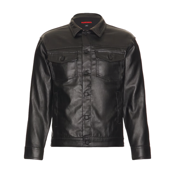 PLEASURES - LATEX TRUCKER JACKET BLACK