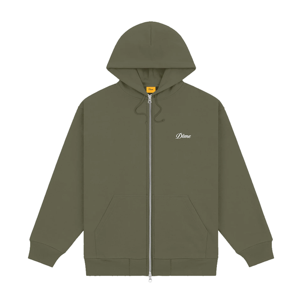 DIME - CURSIVE ZIP HOODIE ARMY GREEN