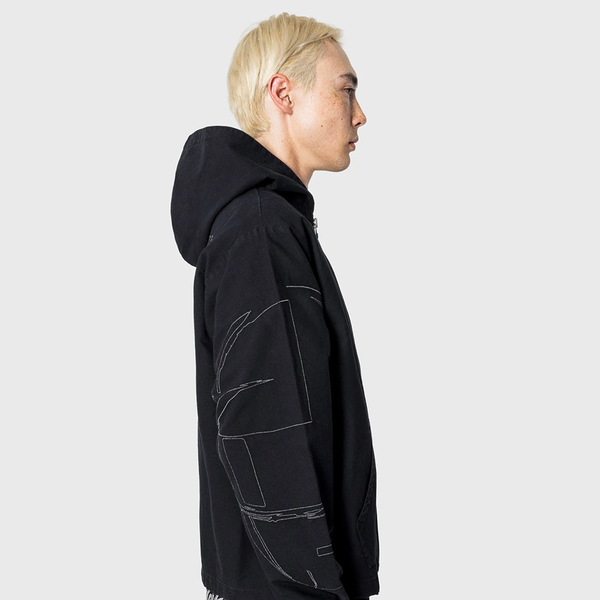 PLEASURES - DIGITAL ZIP PONCHO HOODIE BLACK