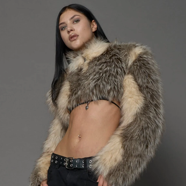 NAMILIA - DIVA FAUX FUR BOLERO BROWN