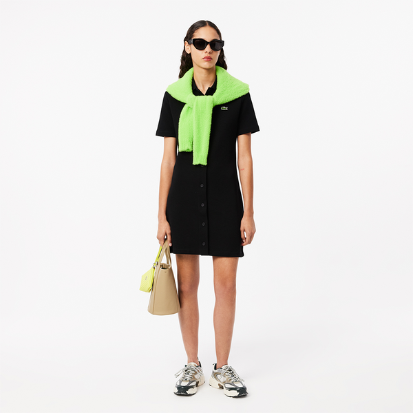 LACOSTE -  W' POLO DRESS BLACK