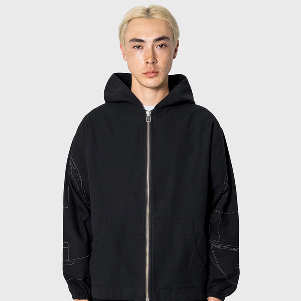 PLEASURES - DIGITAL ZIP PONCHO HOODIE BLACK