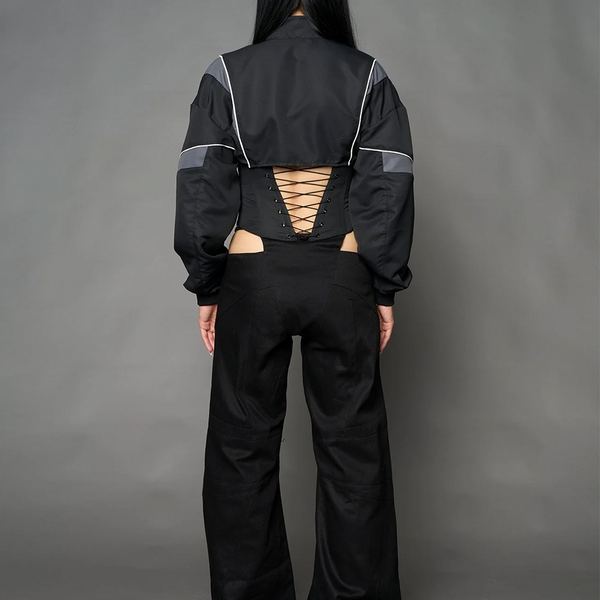 NAMILIA - TRACKSUIT CORSET JACKET BLACK/WHITE