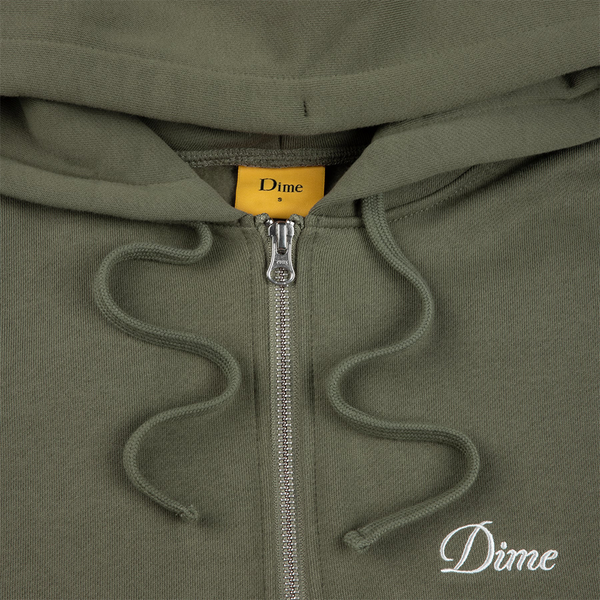 DIME - CURSIVE ZIP HOODIE ARMY GREEN