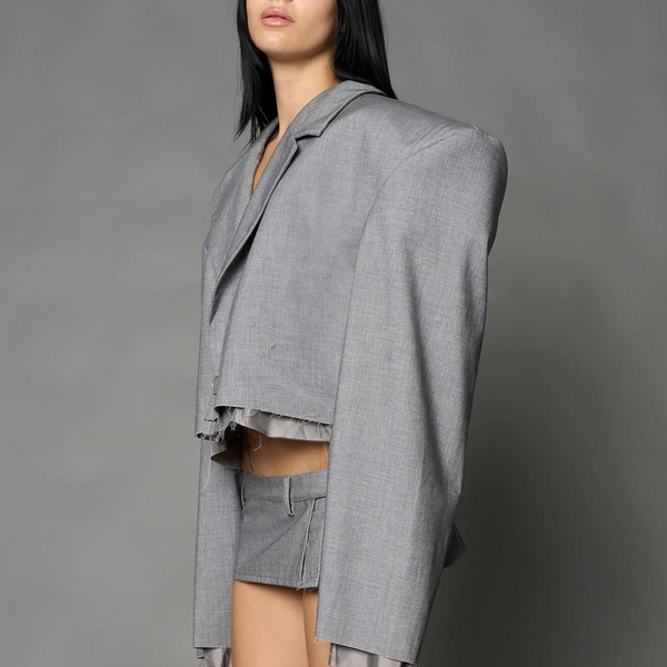 NAMILIA - CROPPED BLAZER GREY