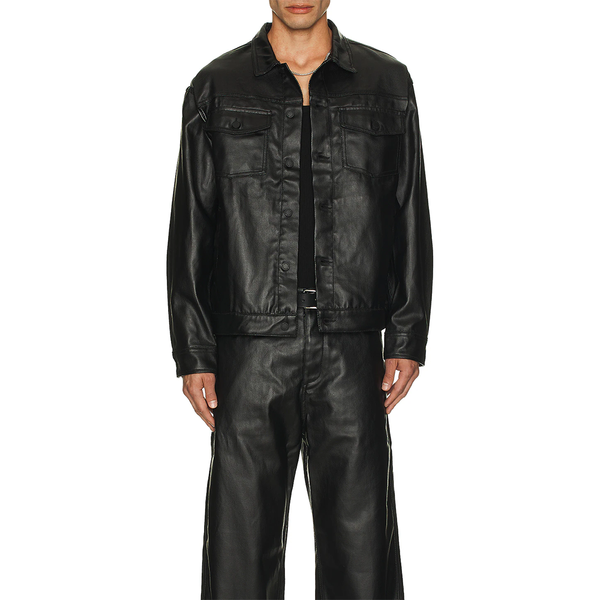 PLEASURES - LATEX TRUCKER JACKET BLACK