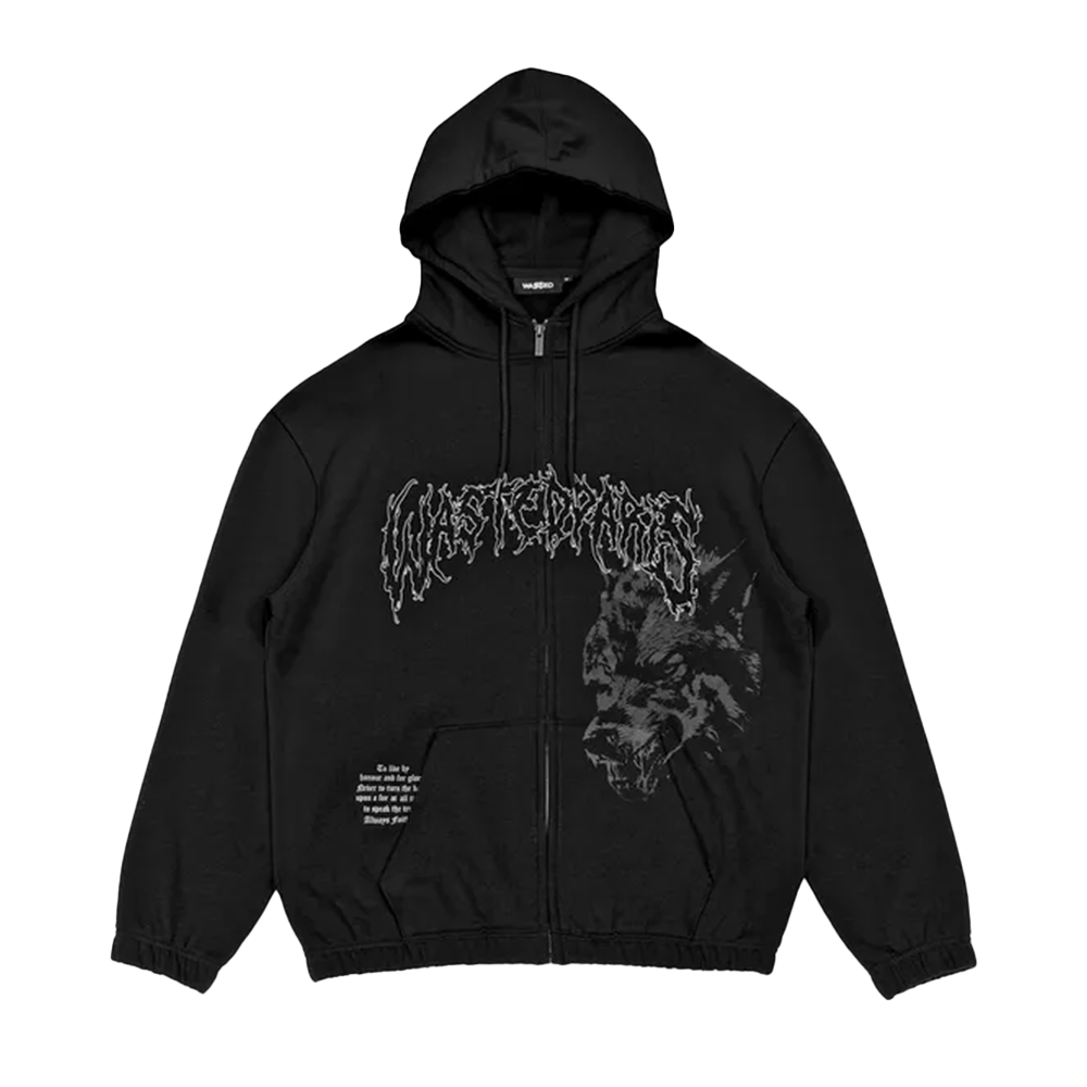 WASTED PARIS - VARG BOXY ZIP HOODIE BLACK
