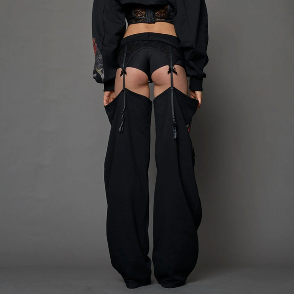 NAMILIA - LINGERIE SWEATPANTS CHAPS BLACK PRINT