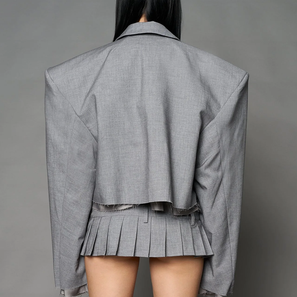 NAMILIA - CROPPED BLAZER GREY