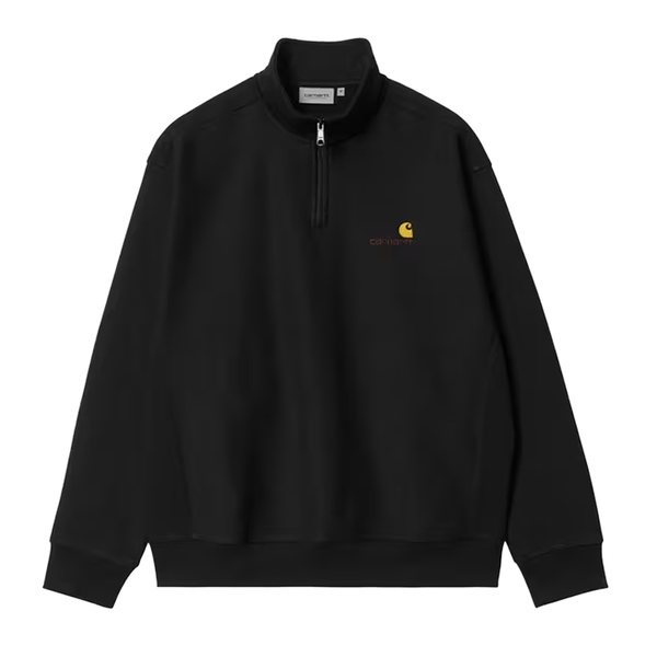 CARHARTT WIP - HALF ZIP AMERICAN SCRIPT BLACK