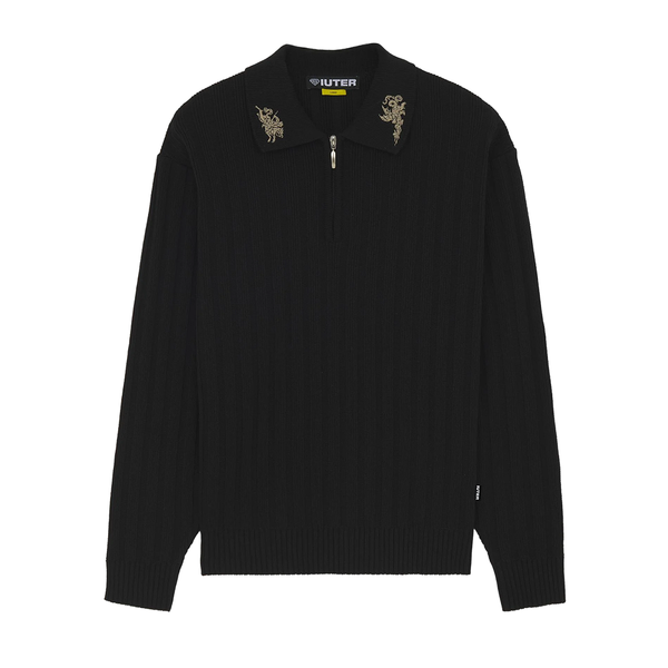 IUTER - COURAGE HALF ZIP KNIT POLO BLACK