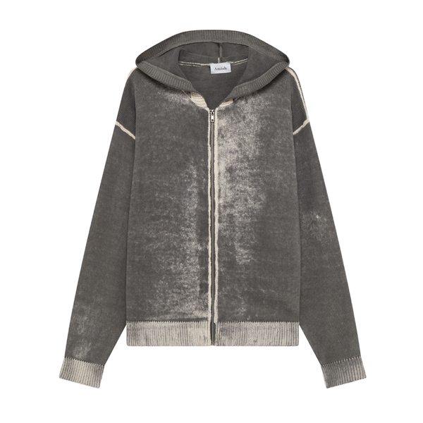 AMISH - HOOD ZIP COTTON SPRAY WASHED BLACK
