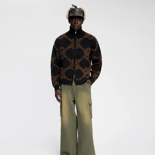 DAILY PAPER - BLACK SHIELD KNIT ZIP UP