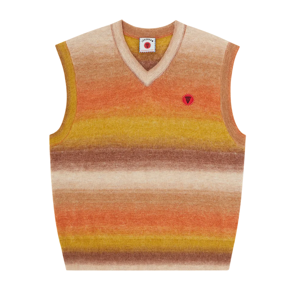 ICECREAM - STRIPED KNITTED VEST YELLOW/BROWN