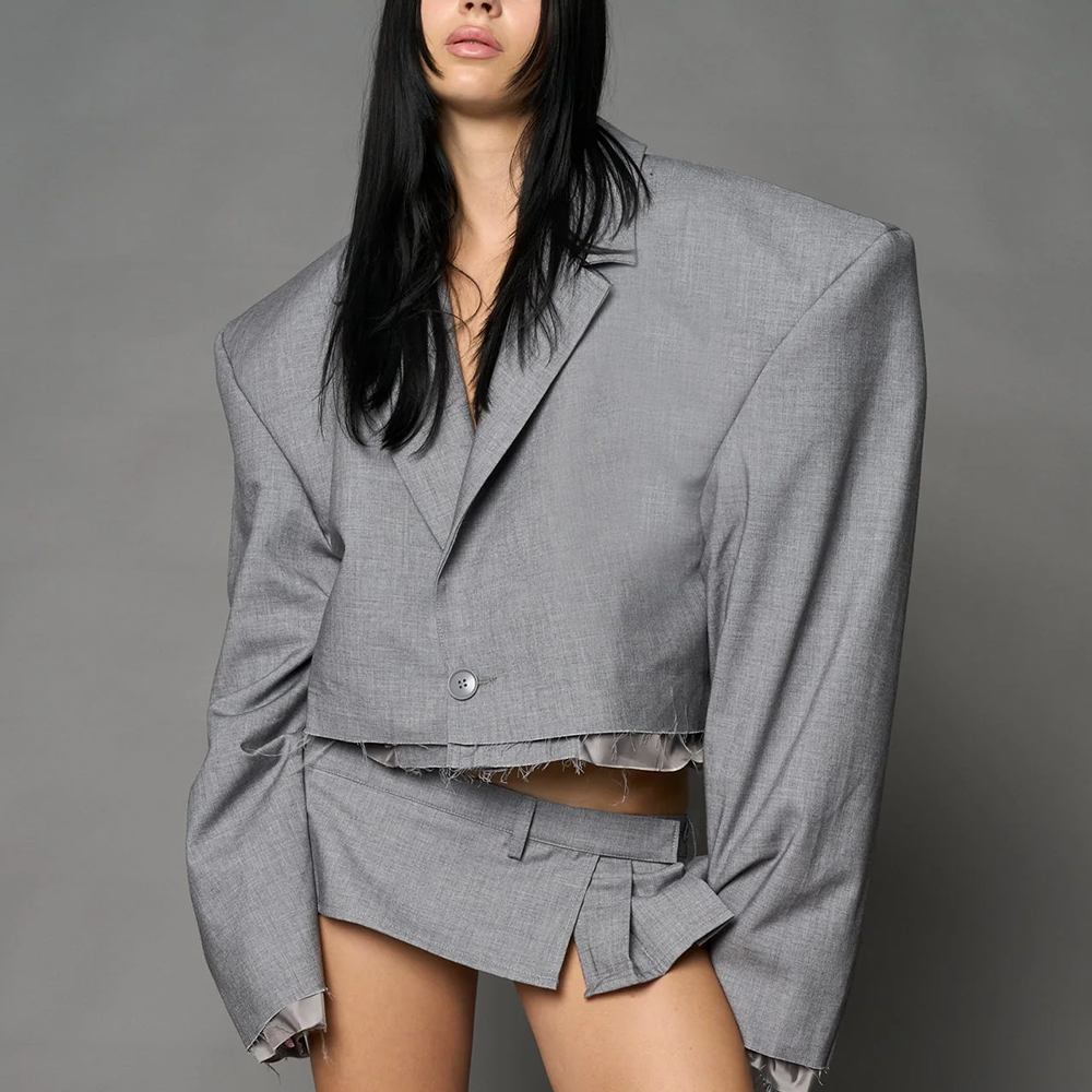 NAMILIA - CROPPED BLAZER GREY