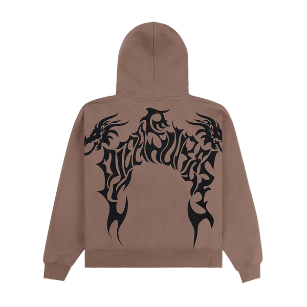 PLEASURES - DRAGON ZIP HOODIE BROWN