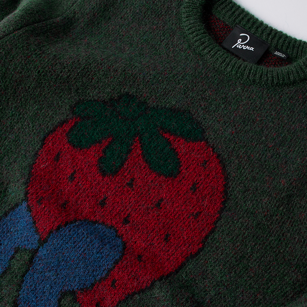 PARRA -  STUPID STRAWBERRY KNITTED PULLOVER JUNTER GREEN