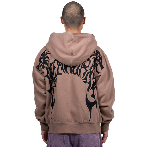 PLEASURES - DRAGON ZIP HOODIE BROWN