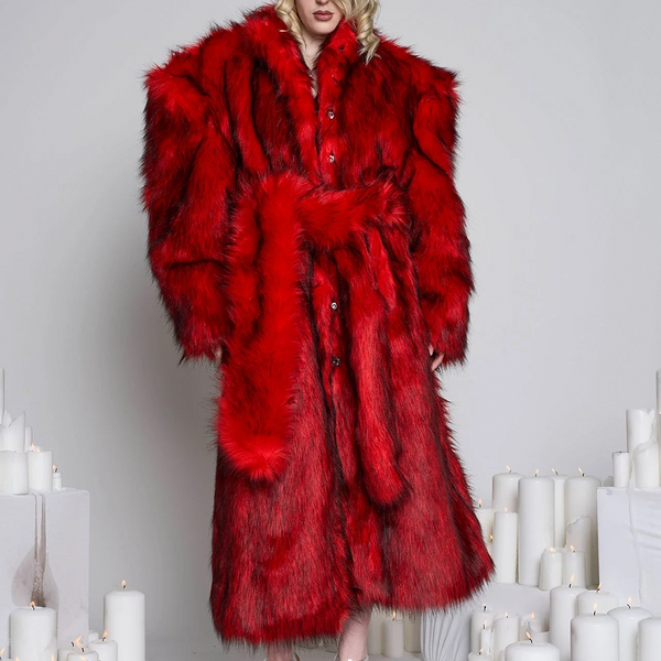 NAMILIA - MIDNIGHT FAUX FUR COAT RED