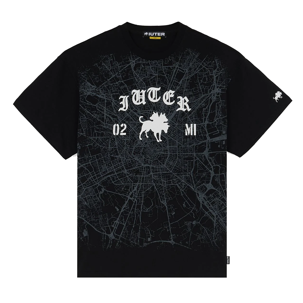 IUTER X CLUB DOGO - MILANO MAP LOGO TEE BLACK