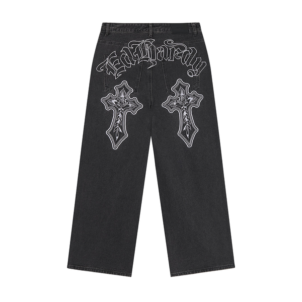 ED HARDY - GOTHIC CONTRAST CROSS XXTRA JEANS WASHED BLACK
