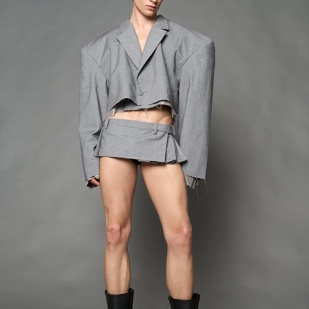 NAMILIA - CROPPED BLAZER GREY