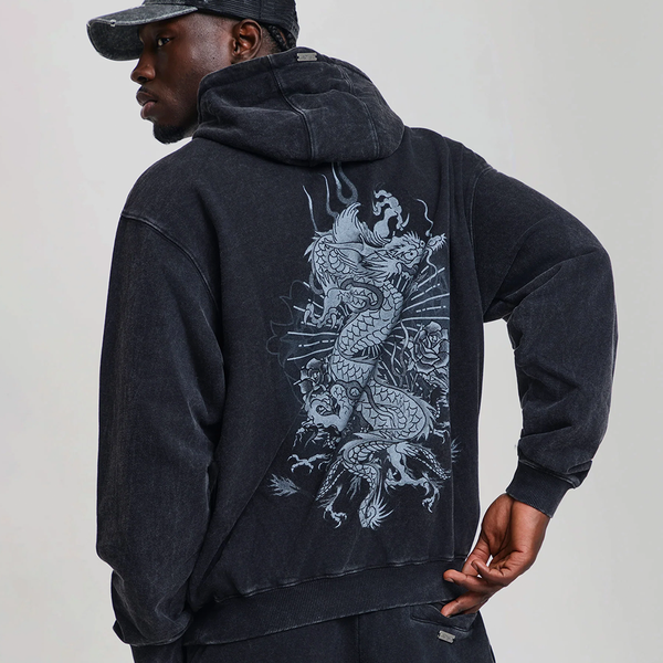 ED HARDY - GOTHIC FLAMING DRAGON HOODIE BLACK