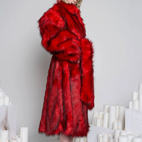 NAMILIA - MIDNIGHT FAUX FUR COAT RED